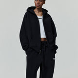 ESSENTIALS Classic Full Zip-Up Hoodie Jet Black