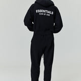 ESSENTIALS Classic Full Zip-Up Hoodie Jet Black