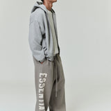 ESSENTIALS Embossed Classic Fleece Zip-Up Hoodie Warm Heather