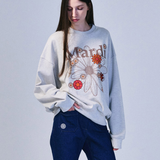 Mardi Mercredi Sweatshirt Flowermardi Blossom Oatmeal Taupe