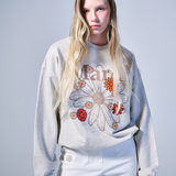 Mardi Mercredi Sweatshirt Flowermardi Blossom Oatmeal Taupe