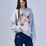Mardi Mercredi Sweatshirt Flowermardi Blossom Oatmeal Taupe