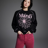 Mardi Mercredi Sweatshirt Raglan Flowermardi Black Pink