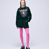 Mardi Mercredi Sweatshirt Raglan Flowermardi Black Pink