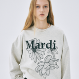 Mardi Mercredi Sweatshirt Triple Flower Oatmeal Black