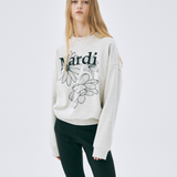 Mardi Mercredi Sweatshirt Triple Flower Oatmeal Black
