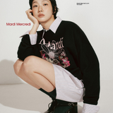 Mardi Mercredi Sweatshirt Flowermardi Jardin Black Palepink