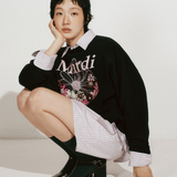 Mardi Mercredi Sweatshirt Flowermardi Jardin Black Palepink