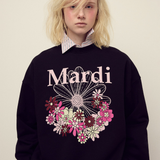 Mardi Mercredi Sweatshirt Flowermardi Jardin Black Palepink