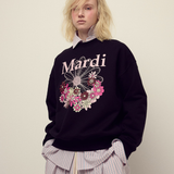 Mardi Mercredi Sweatshirt Flowermardi Jardin Black Palepink
