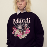 Mardi Mercredi Sweatshirt Flowermardi Jardin Black Palepink