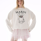 Mardi Mercredi Sweatshirt Swing The Tail Ddanji Flower Necklace Multicolor White Pink