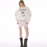 Mardi Mercredi Sweatshirt Swing The Tail Ddanji Flower Necklace Multicolor White Pink