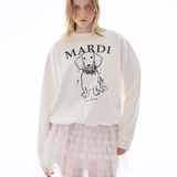 Mardi Mercredi Sweatshirt Swing The Tail Ddanji Flower Necklace Multicolor White Pink