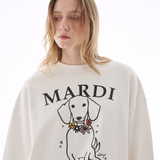 Mardi Mercredi Sweatshirt Swing The Tail Ddanji Flower Necklace Multicolor White Pink