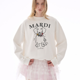 Mardi Mercredi Sweatshirt Swing The Tail Ddanji Flower Necklace Multicolor White Pink