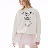 Mardi Mercredi Sweatshirt Swing The Tail Ddanji Flower Necklace Multicolor White Pink