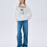 Mardi Mercredi Sweatshirt Swing The Tail Ddanji Flower Necklace Multicolor White Pink