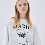 Mardi Mercredi Sweatshirt Swing The Tail Ddanji Flower Necklace Multicolor White Pink