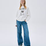 Mardi Mercredi Sweatshirt Swing The Tail Ddanji Flower Necklace Multicolor White Pink