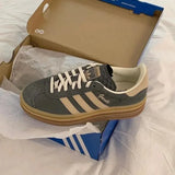 [厚底]Adidas Gazelle Bold 灰棕 IE0428 - HADNUS