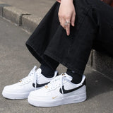 Nike Air Force 1 Low White Black Gold - HADNUS