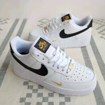 Nike Air Force 1 Low White Black Gold - HADNUS